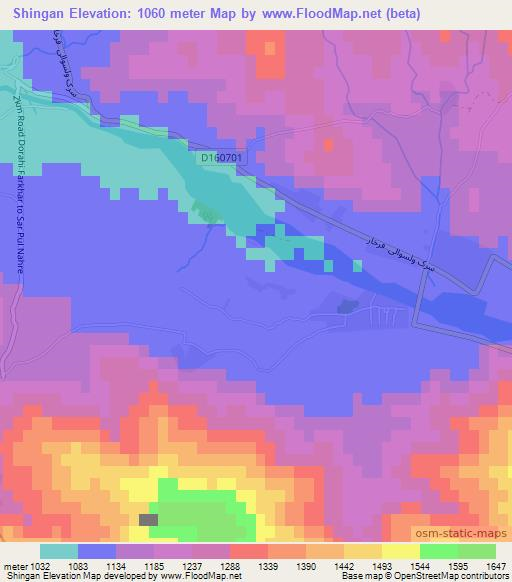 Shingan,Afghanistan Elevation Map