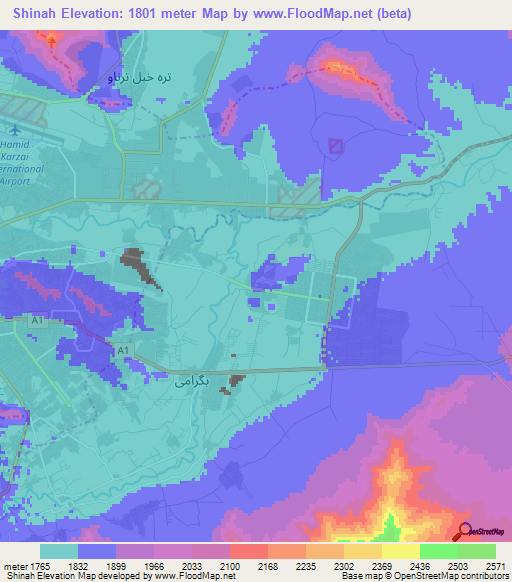Shinah,Afghanistan Elevation Map