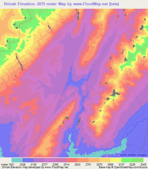 Shinah,Afghanistan Elevation Map