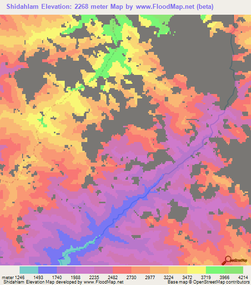 Shidahlam,Afghanistan Elevation Map