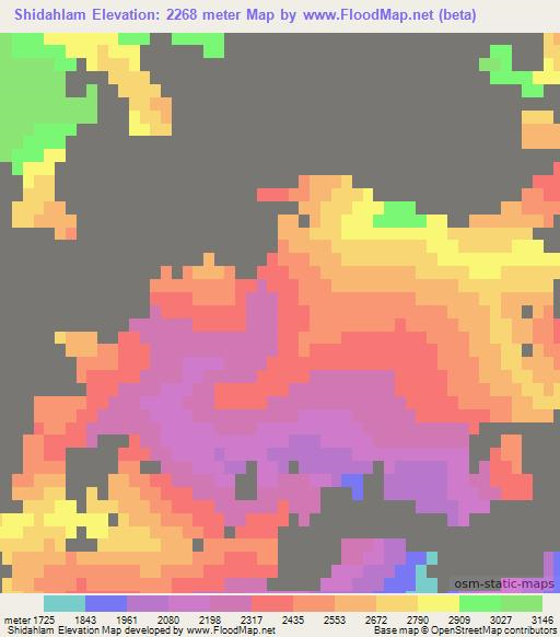 Shidahlam,Afghanistan Elevation Map