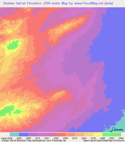 Shaitan Qal`ah,Afghanistan Elevation Map