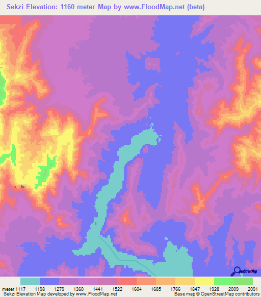Sekzi,Afghanistan Elevation Map