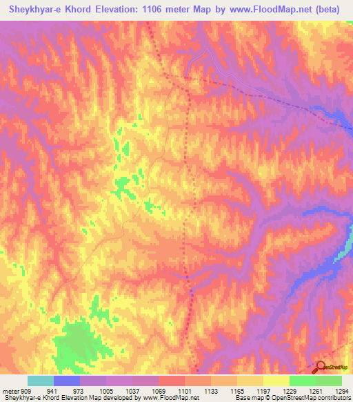Sheykhyar-e Khord,Afghanistan Elevation Map