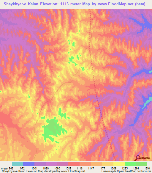 Sheykhyar-e Kalan,Afghanistan Elevation Map