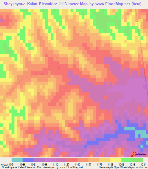 Sheykhyar-e Kalan,Afghanistan Elevation Map