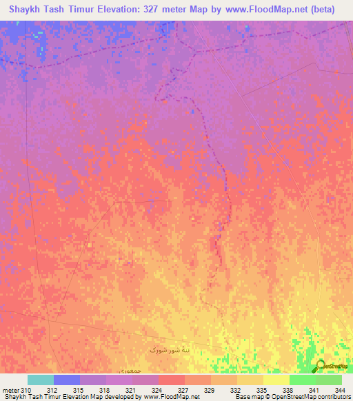 Shaykh Tash Timur,Afghanistan Elevation Map