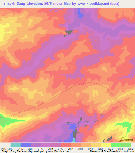 Shaykh Sang,Afghanistan Elevation Map