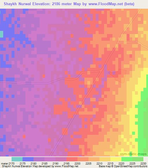 Shaykh Nurwal,Afghanistan Elevation Map