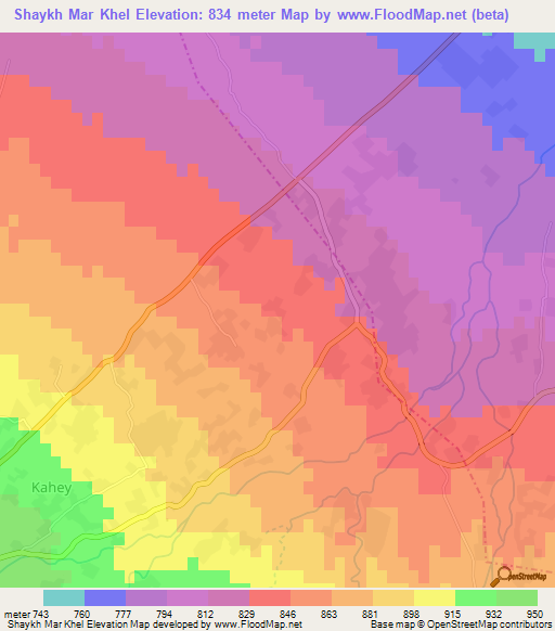 Shaykh Mar Khel,Afghanistan Elevation Map