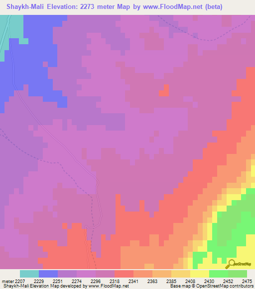 Shaykh-Mali,Afghanistan Elevation Map