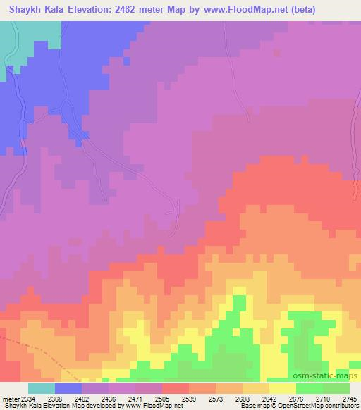 Shaykh Kala,Afghanistan Elevation Map