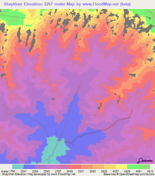 Shaykhan,Afghanistan Elevation Map