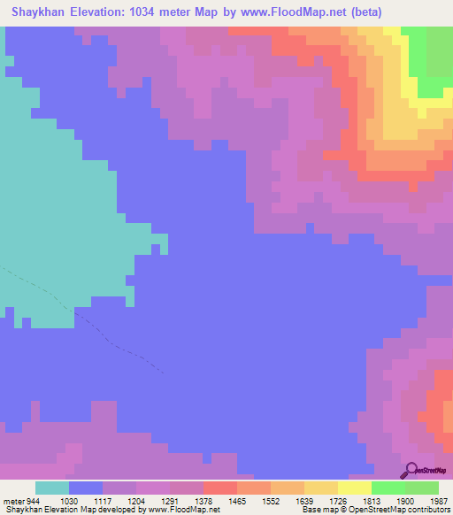 Shaykhan,Afghanistan Elevation Map