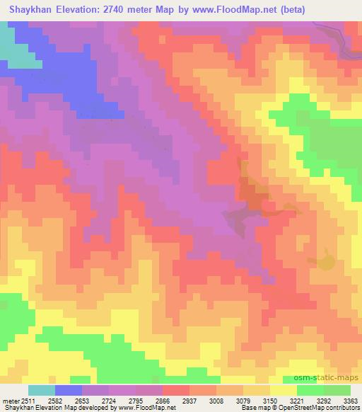 Shaykhan,Afghanistan Elevation Map