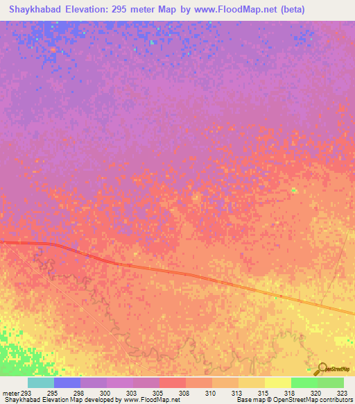 Shaykhabad,Afghanistan Elevation Map