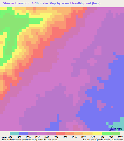 Shiwan,Afghanistan Elevation Map