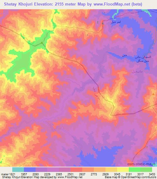 Shetay Khojuri,Afghanistan Elevation Map