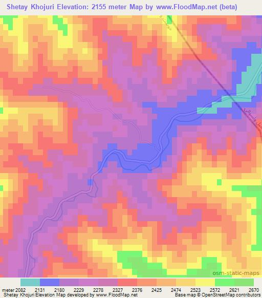 Shetay Khojuri,Afghanistan Elevation Map