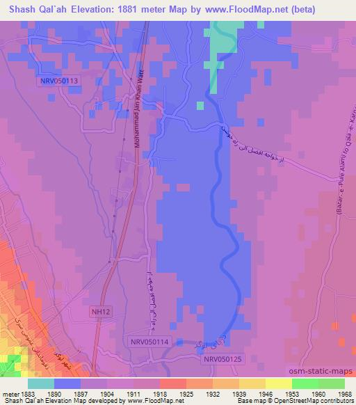 Shash Qal`ah,Afghanistan Elevation Map