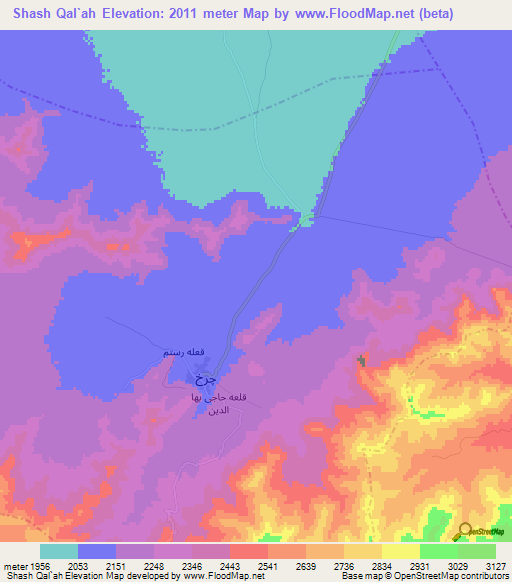 Shash Qal`ah,Afghanistan Elevation Map