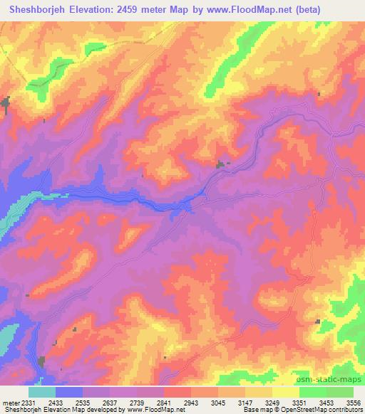 Sheshborjeh,Afghanistan Elevation Map