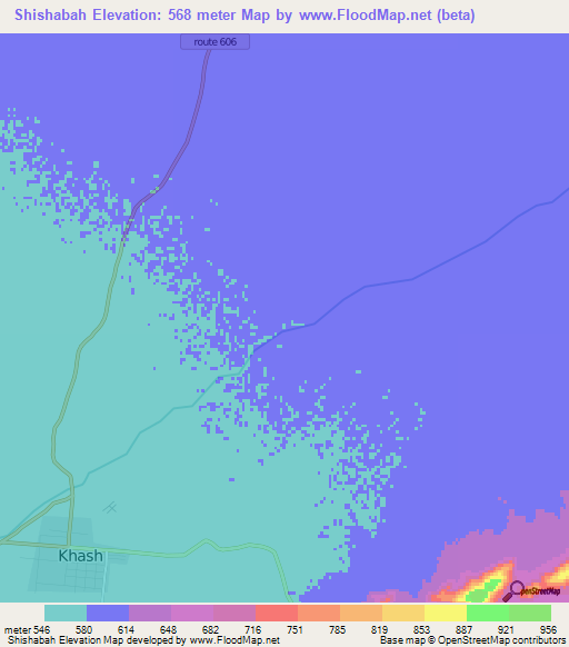 Shishabah,Afghanistan Elevation Map