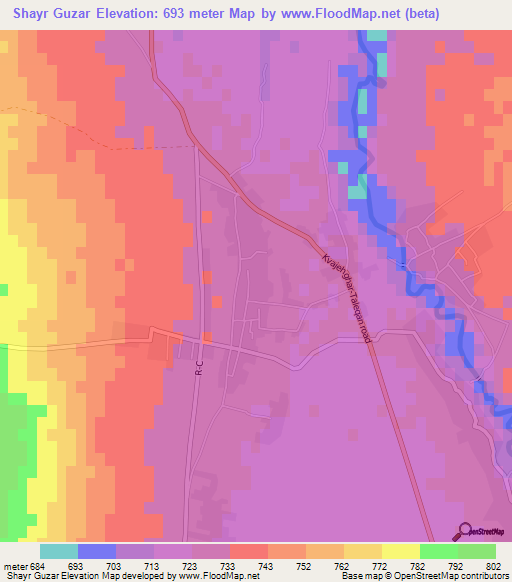 Shayr Guzar,Afghanistan Elevation Map
