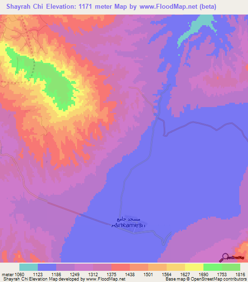 Shayrah Chi,Afghanistan Elevation Map