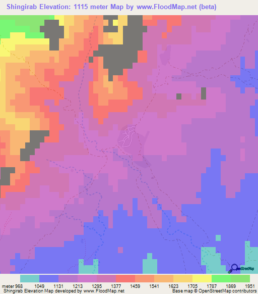 Shingirab,Afghanistan Elevation Map