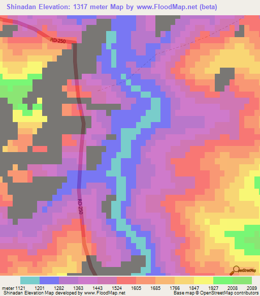 Shinadan,Afghanistan Elevation Map