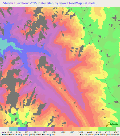 Shilkhi,Afghanistan Elevation Map