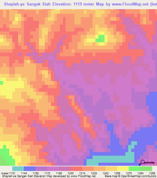 Shaylah-ye Sangak Siah,Afghanistan Elevation Map