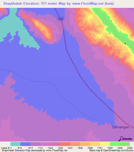 Shaykhalah,Afghanistan Elevation Map