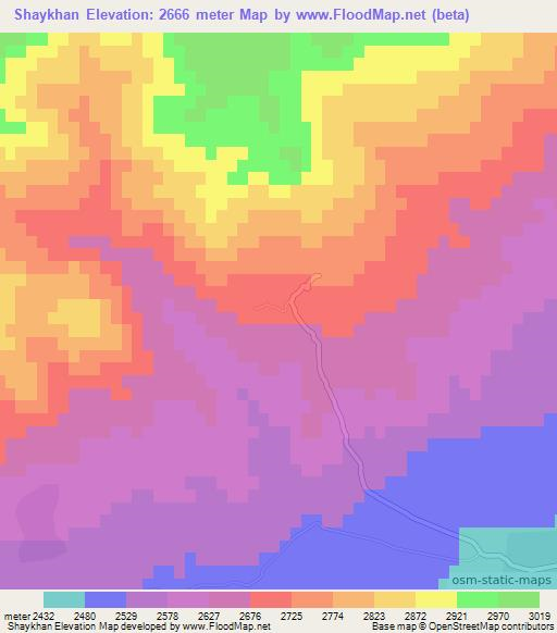 Shaykhan,Afghanistan Elevation Map
