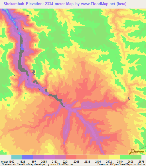 Shekambah,Afghanistan Elevation Map