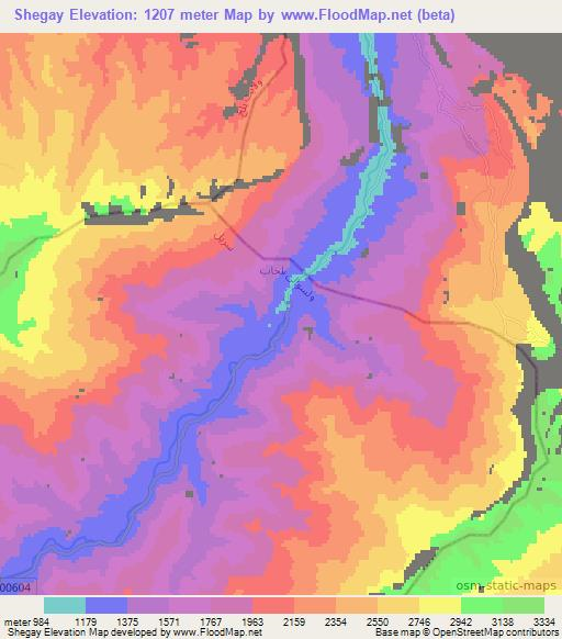 Shegay,Afghanistan Elevation Map