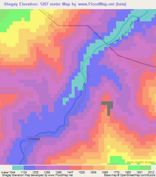 Shegay,Afghanistan Elevation Map