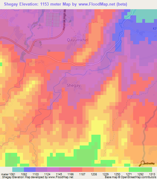 Shegay,Afghanistan Elevation Map