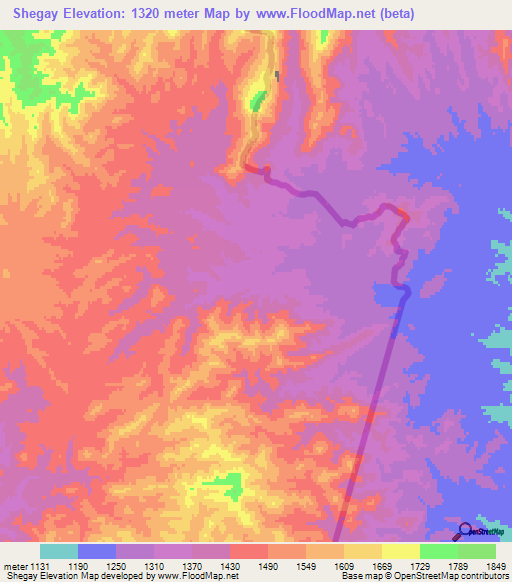 Shegay,Afghanistan Elevation Map