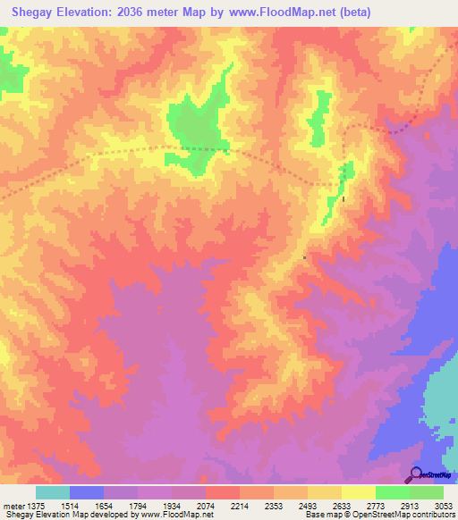 Shegay,Afghanistan Elevation Map