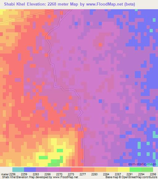Shabi Khel,Afghanistan Elevation Map