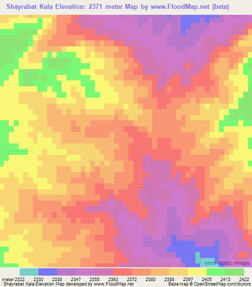 Shayrabat Kala,Afghanistan Elevation Map