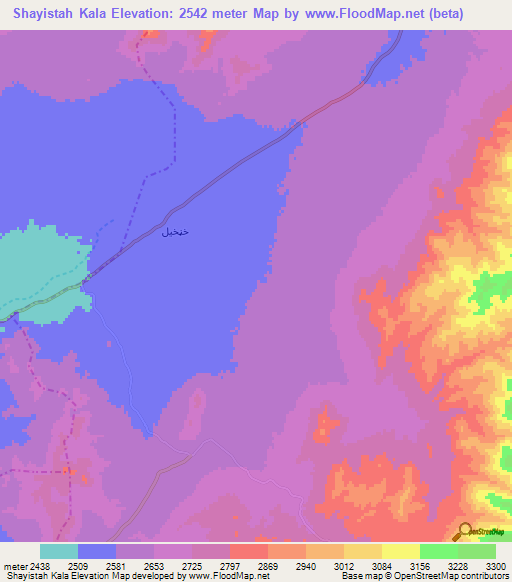 Shayistah Kala,Afghanistan Elevation Map