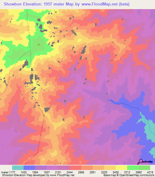 Showbon,Afghanistan Elevation Map