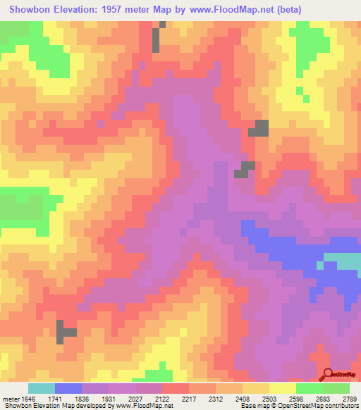 Showbon,Afghanistan Elevation Map