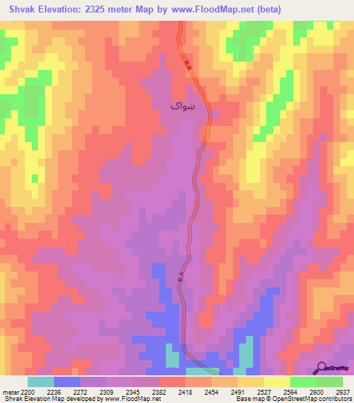 Shvak,Afghanistan Elevation Map