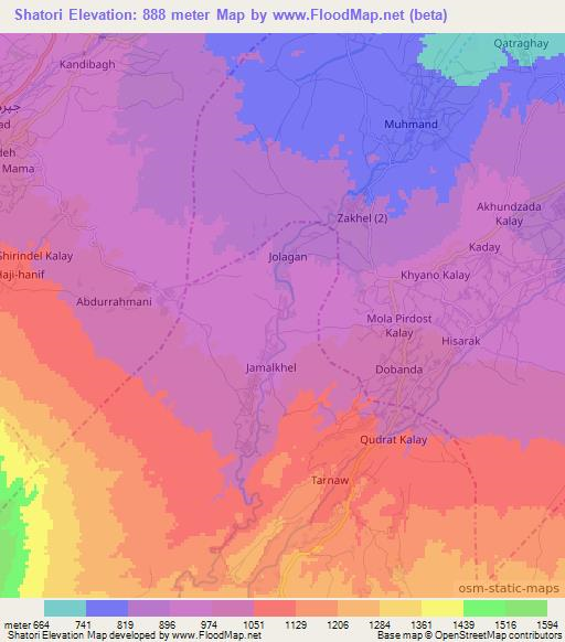 Shatori,Afghanistan Elevation Map