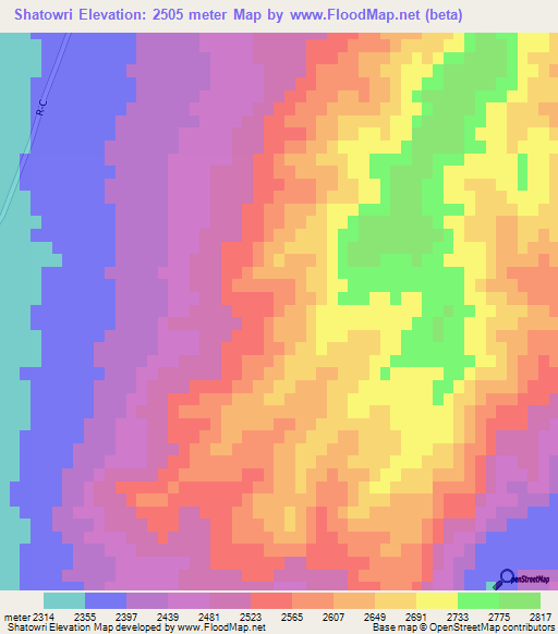 Shatowri,Afghanistan Elevation Map
