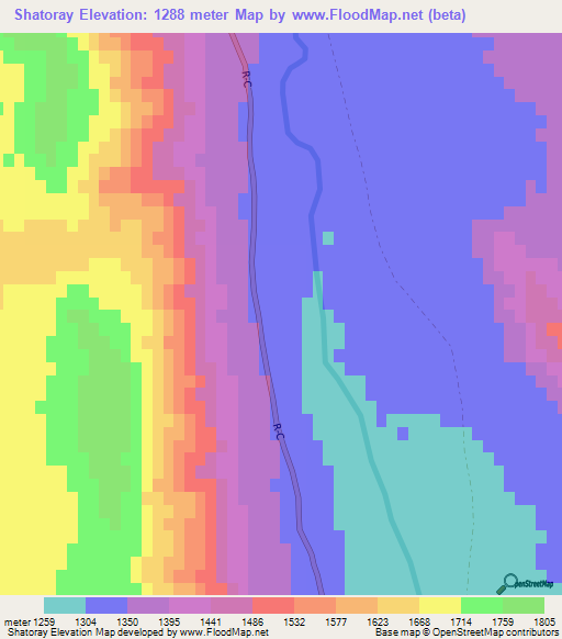 Shatoray,Afghanistan Elevation Map